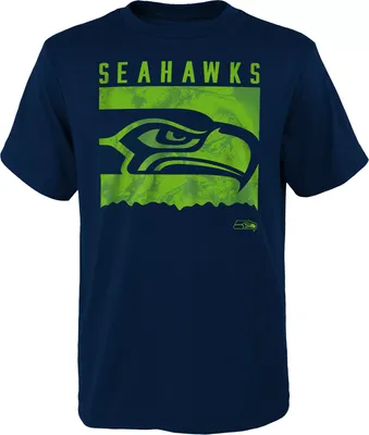 NFL Team Apparel Youth Seattle Seahawks Liquid Camo Navy T-Shirt