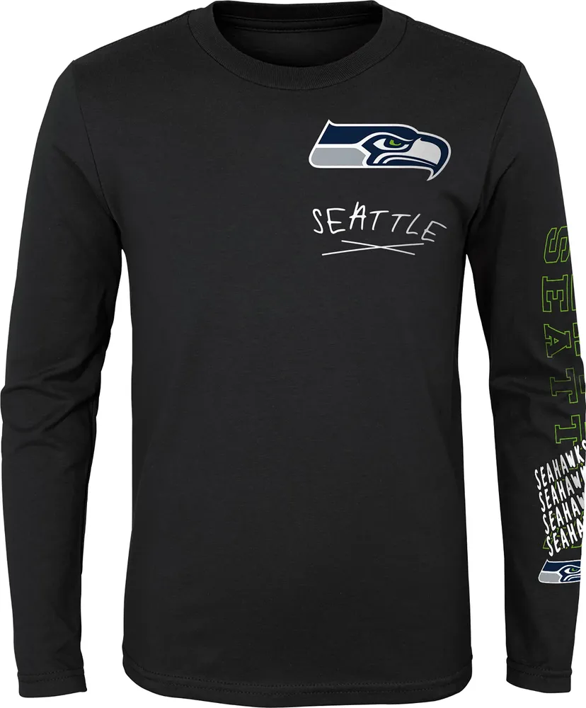 NFL Team Apparel Youth Seattle Seahawks Drip Black Long Sleeve T-Shirt