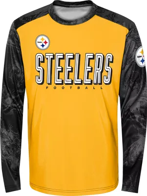 NFL Team Apparel Youth Pittsburgh Steelers Cover 2 Long Sleeve T-Shirt