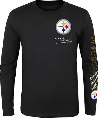 NFL Team Apparel Youth Pittsburgh Steelers Drip Black Long Sleeve T-Shirt