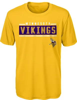 NFL Team Apparel Youth Minnesota Vikings Amped Up Gold T-Shirt