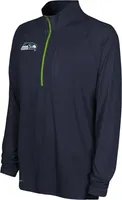 NFL Combine Men's Seattle Seahawks Mock Neck Navy Quarter-Zip Pullover