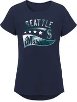 MLB Team Apparel Girls 8-20 Seattle Mariners Navy Big Wave T-Shirt