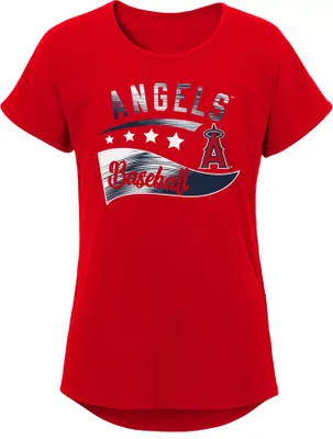 MLB Team Apparel Girls 8-20 Los Angeles Angels Red Big Wave T-Shirt