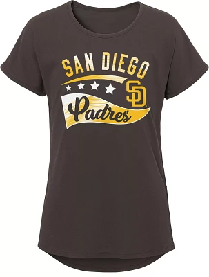 MLB Team Apparel Girls 8-20 San Diego Padres Brown Big Wave T-Shirt