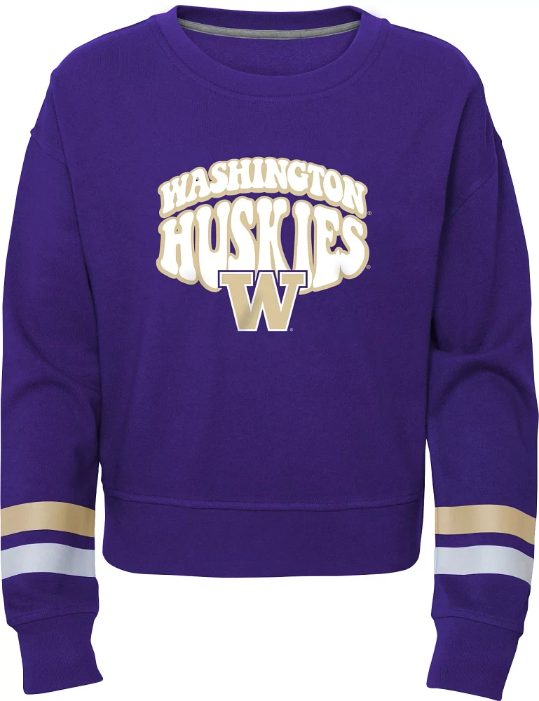 Gen2 Girls' Washington Huskies Purple 70's Crewneck Sweatshirt