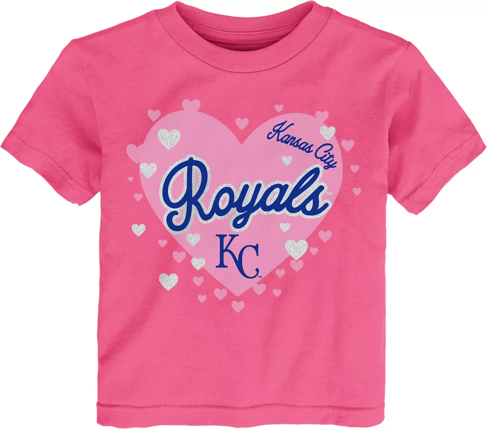 MLB Team Apparel Toddler Kansas City Royals Dark Pink Bubble Hearts T-Shirt