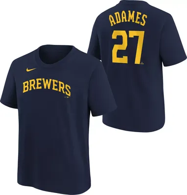 Nike Youth Milwaukee Brewers Willy Adames #27 Navy Home T-Shirt