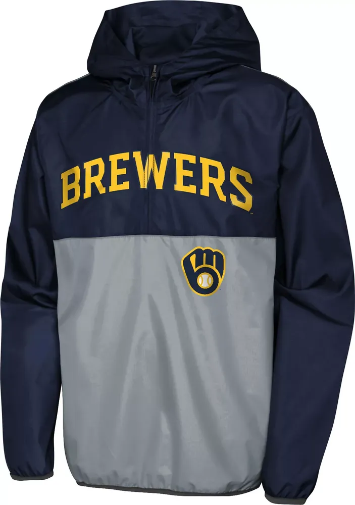 MLB Team Apparel Youth Milwaukee Brewers Colorblock Grand Slam Hoodie