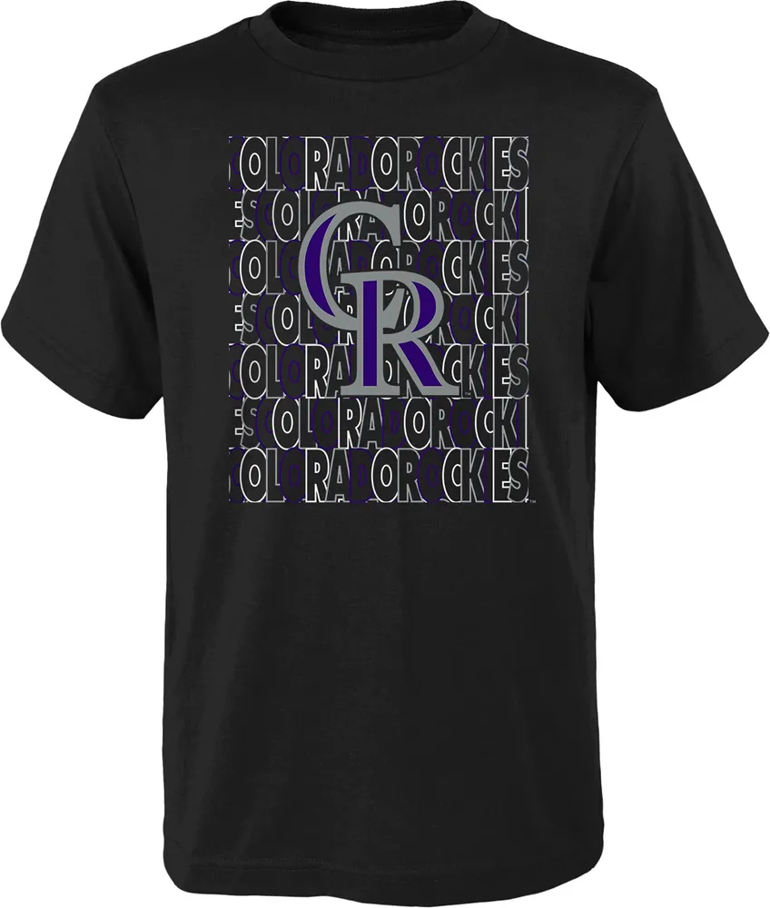 MLB Team Apparel Youth Colorado Rockies Black Letterman T-Shirt