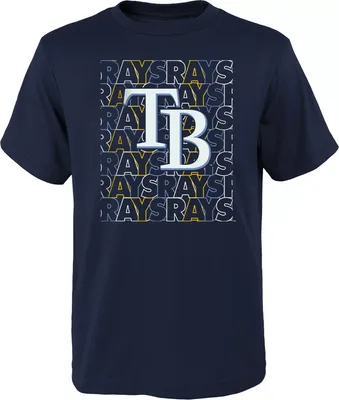 MLB Team Apparel Youth Tampa Bay Rays Navy Letterman T-Shirt