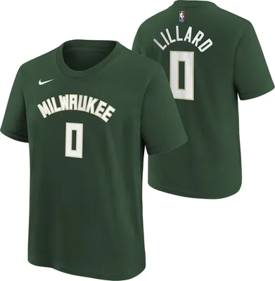 Nike Little Kids' Green Milwaukee Bucks Damian Lillard #0 Icon T-Shirt