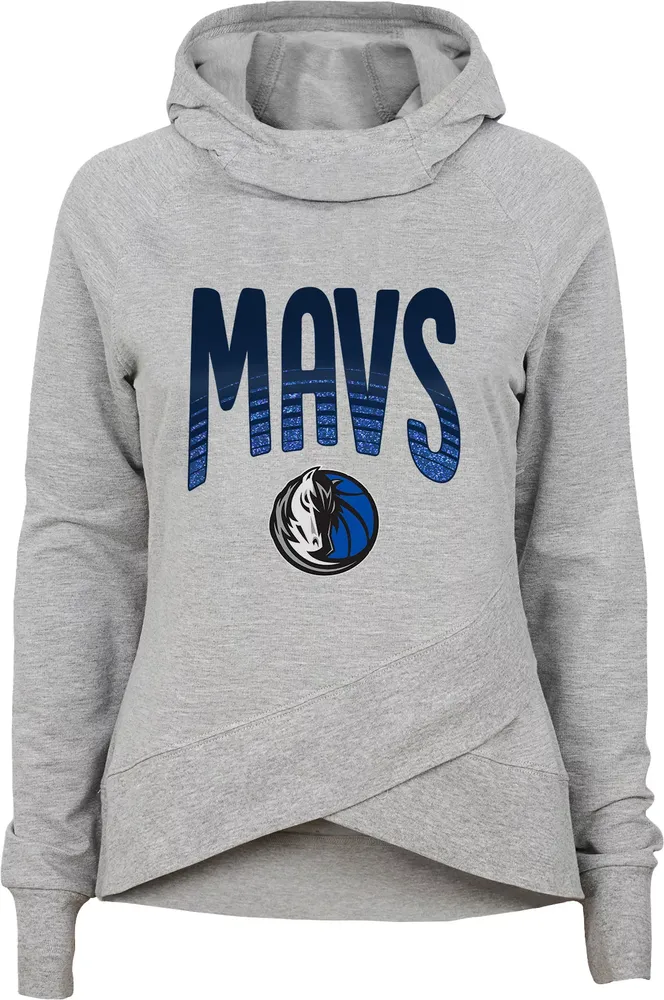 Outerstuff Youth Dallas Mavericks Grey Glitter Game Funnel Neck Hoodie