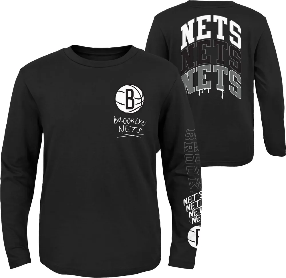 Outerstuff Youth Brooklyn Nets Black Team Drip Long Sleeve T-Shirt