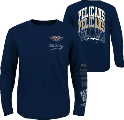 Outerstuff Youth New Orleans Pelicans Navy Team Drip Long Sleeve T-Shirt