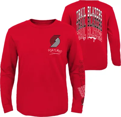 Outerstuff Youth Portland Trail Blazers Red Team Drip Long Sleeve T-Shirt