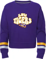 Gen2 Little Girls' LSU Tigers Purple 70's Crewneck Sweatshirt