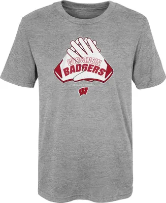 Gen2 Little Kids' Wisconsin Badgers Heather Grey Hands Up T-Shirt