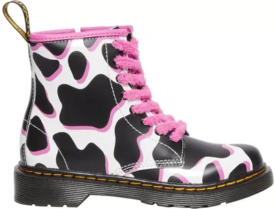 Dr. Martens Junior Cow Print Patent Lamper Boots