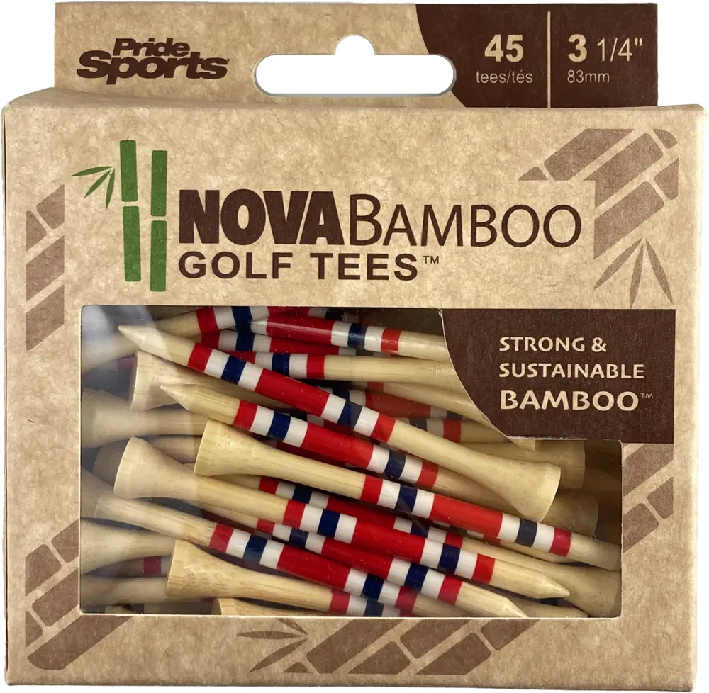 Pride Nova Bamboo 3.25" Red/White/Blue Golf Tees - 45 Count