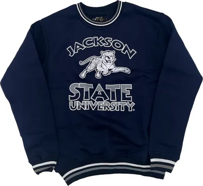 Tones of Melanin Men's Jackson State Tigers Navy Blue Yardfest Crew Neck Pullover Sweatshirt