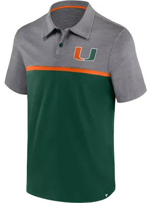 NCAA Men's Miami Hurricanes Grey/Green Fundamentals Streaky Polo