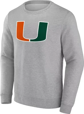 NCAA Men's Miami Hurricanes Grey Heritage Crew Neck Sweatshirt