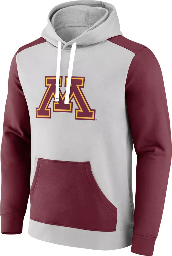 NCAA Men's Minnesota Golden Gophers Grey Colorblock Pullover Hoodie