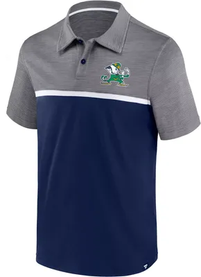 NCAA Men's Notre Dame Fighting Irish Grey/Navy Fundamentals Streaky Polo