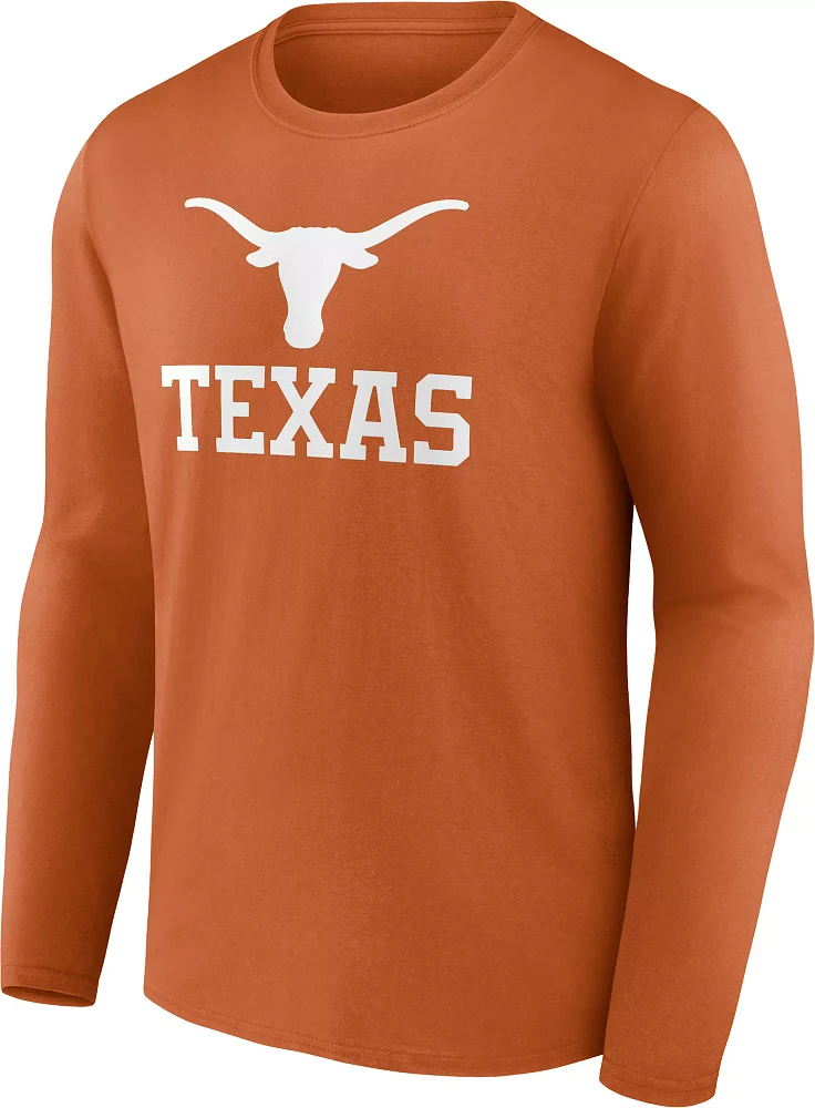 NCAA Men's Texas Longhorns Burnt Orange Cotton Lockup Long Sleeve T-Shirt