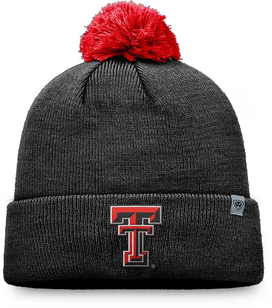 Top of the World Men's Texas Tech Red Raiders Black Pom Knit Beanie