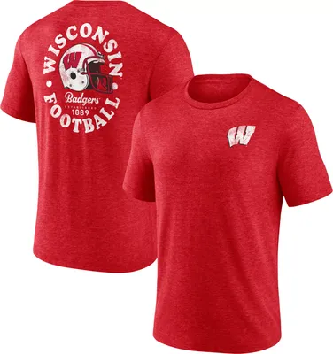 NCAA Men's Wisconsin Badgers Red Old School Football Tri-Blend T-Shirt