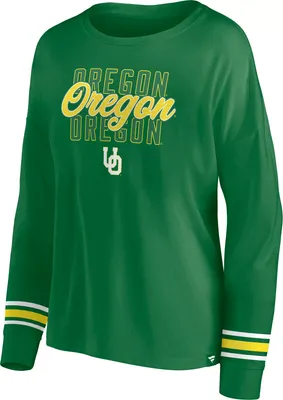 NCAA Women's Oregon Ducks Green Triple Stripe Long Sleeve T-Shirt