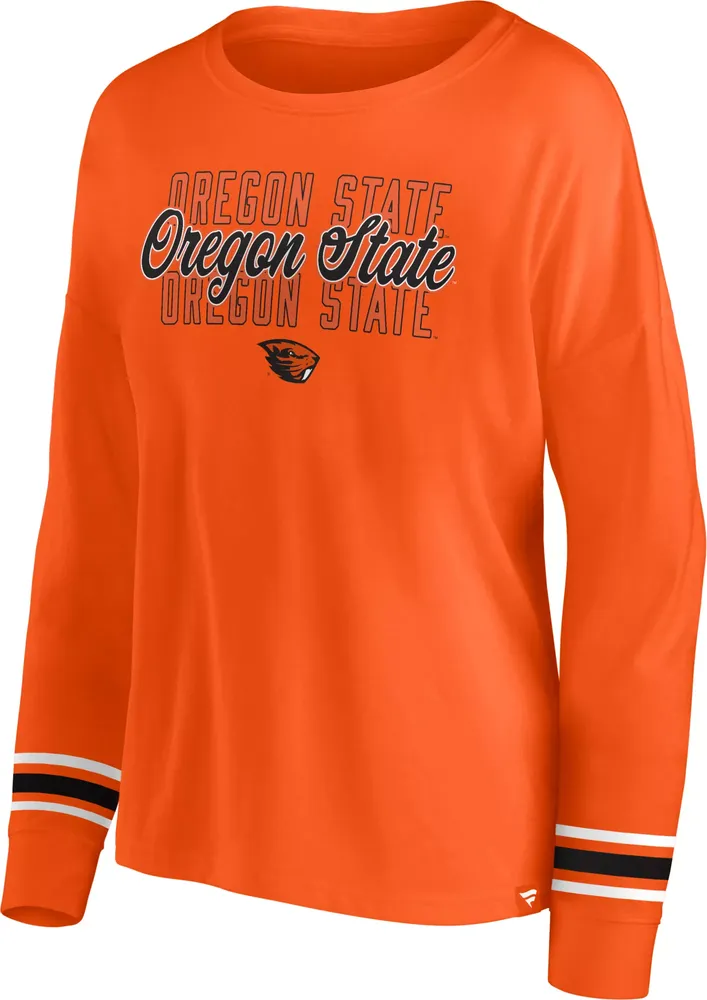 NCAA Women's Oregon State Beavers Orange Triple Stripe Long Sleeve T-Shirt