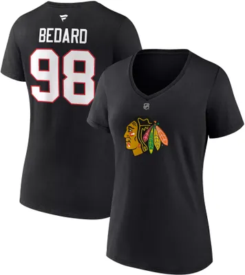 NHL Women's Chicago Blackhawks Connor Bedard #98 Black T-Shirt