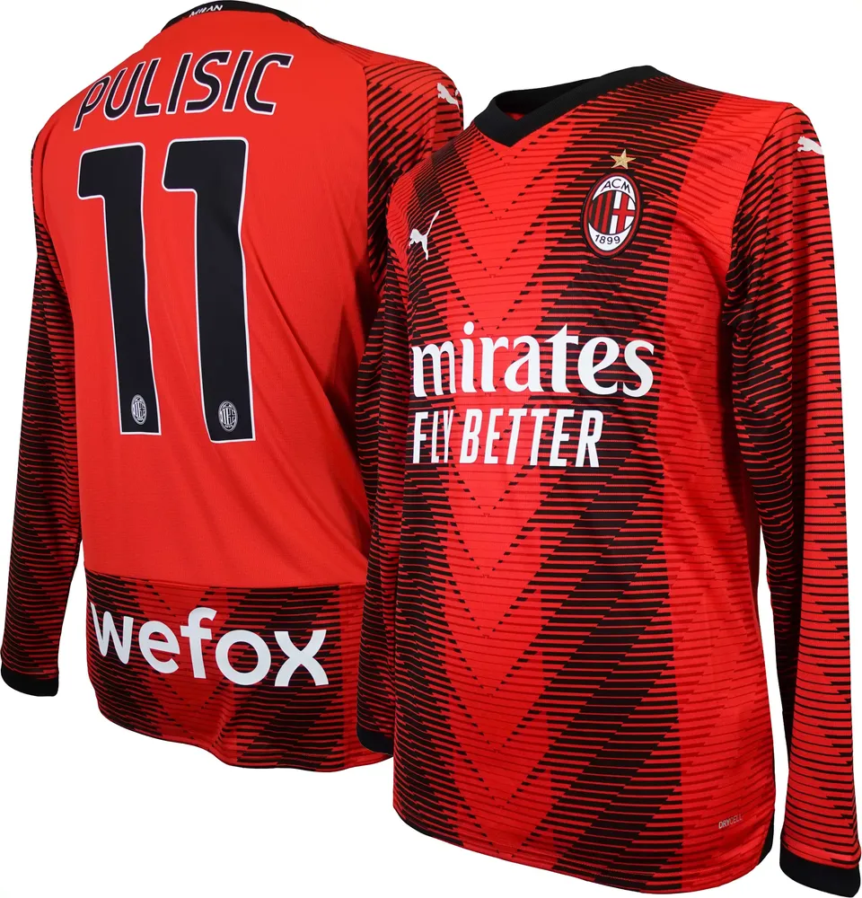 PUMA AC Milan Christian Pulisic #11 Home Replica Long Sleeve Jersey