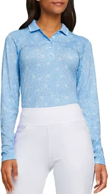 PUMA Women's YouV Island Flower Long Sleeve Golf Polo