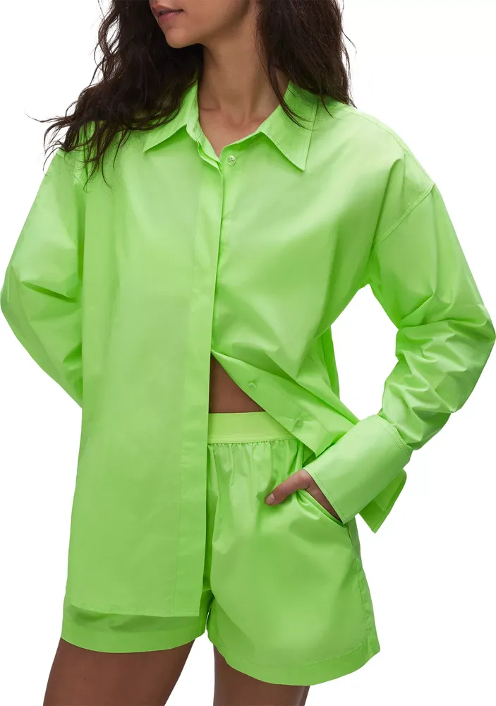 Good American Women's Coated Poplin Shirt