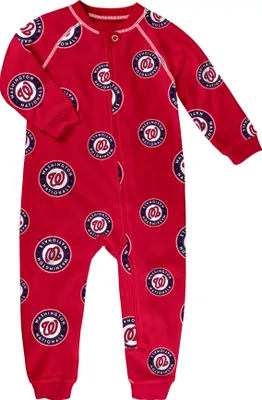 MLB Team Apparel Toddler Washington Nationals Red Raglan Zipper Coverall
