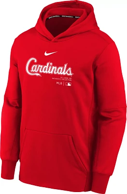 MLB Team Apparel Youth St. Louis Cardinals Red Practice Graphic Pullover Hoodie