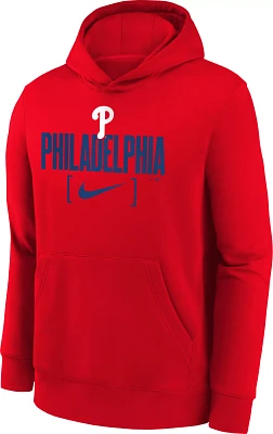 MLB Team Apparel Youth Philadelphia Phillies Red Club Slack Pullover Hoodie