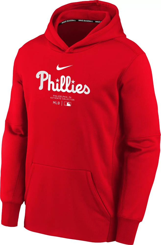 MLB Team Apparel Youth Philadelphia Phillies Red Practice Graphic Pullover Hoodie