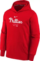 MLB Team Apparel Youth Philadelphia Phillies Red Practice Graphic Pullover Hoodie