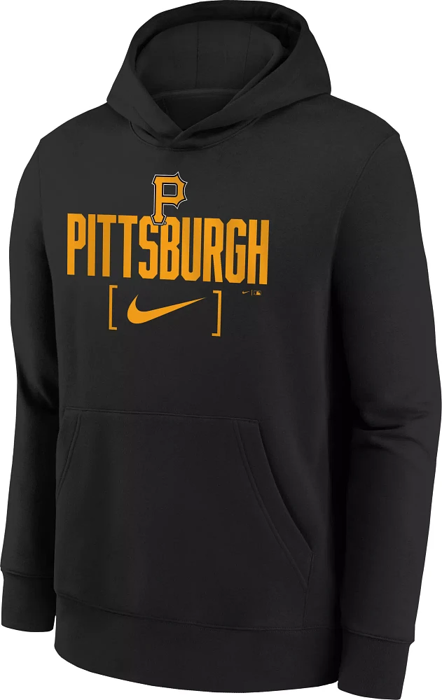 MLB Team Apparel Youth Pittsburgh Pirates Black Club Slack Pullover Hoodie