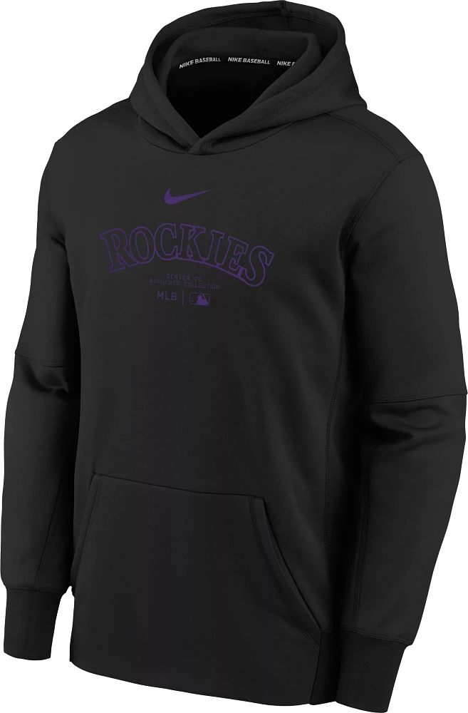 MLB Team Apparel Youth Colorado Rockies Black Practice Graphic Pullover Hoodie