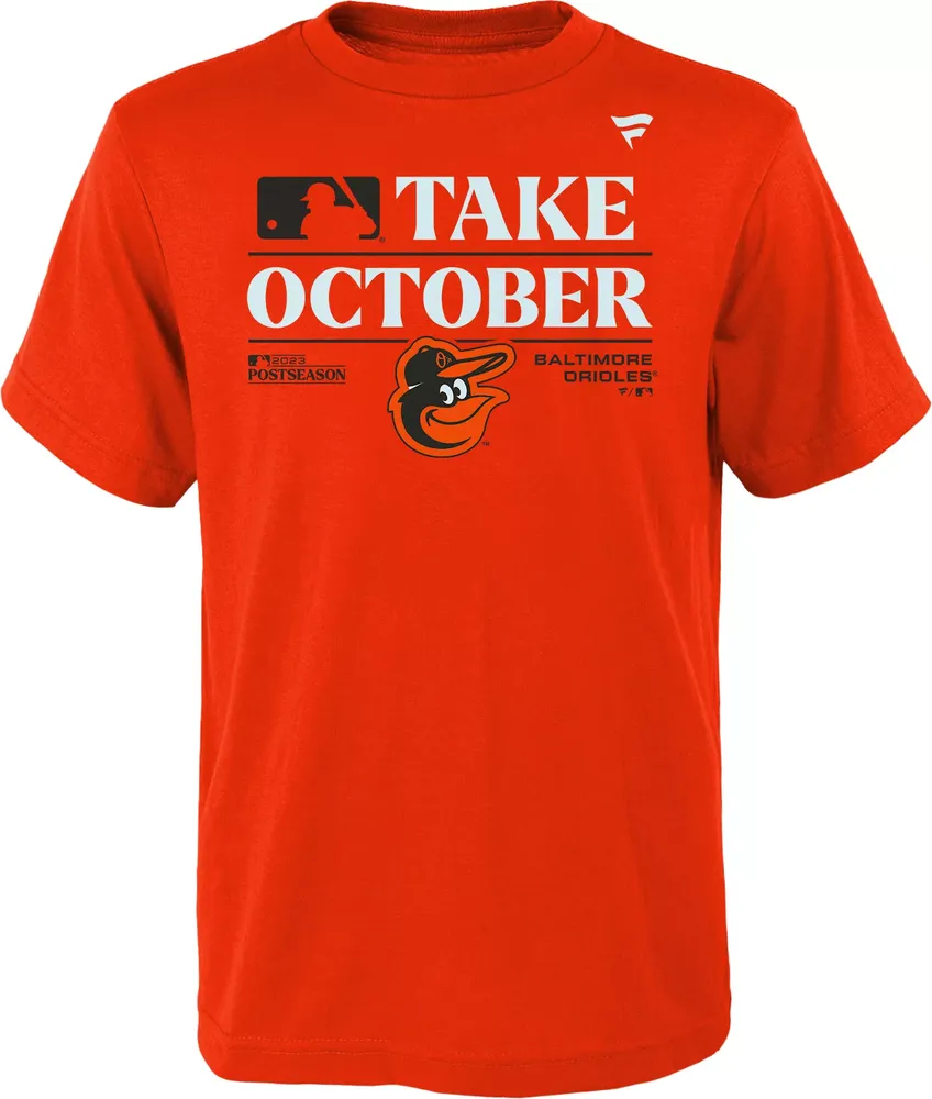 MLB Team Apparel Youth 2023 Postseason "Take October" Baltimore Orioles Locker Room T-Shirt