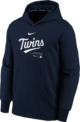 MLB Team Apparel Youth Minnesota Twins Blue Practice Graphic Pullover Hoodie