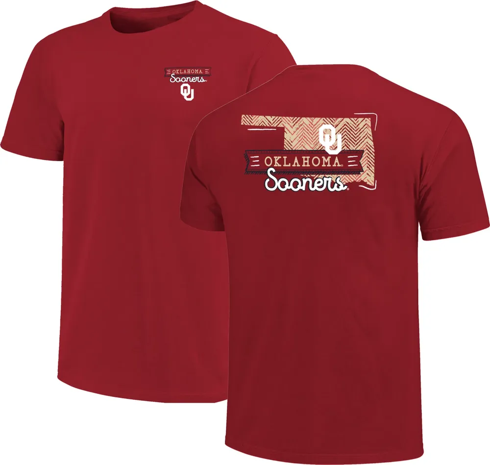 Image One Adult Oklahoma Sooners Crimson Sketch Banner T-Shirt