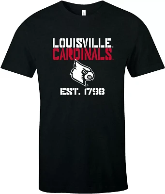 Image One Adult Louisville Cardinals Black Stack T-Shirt