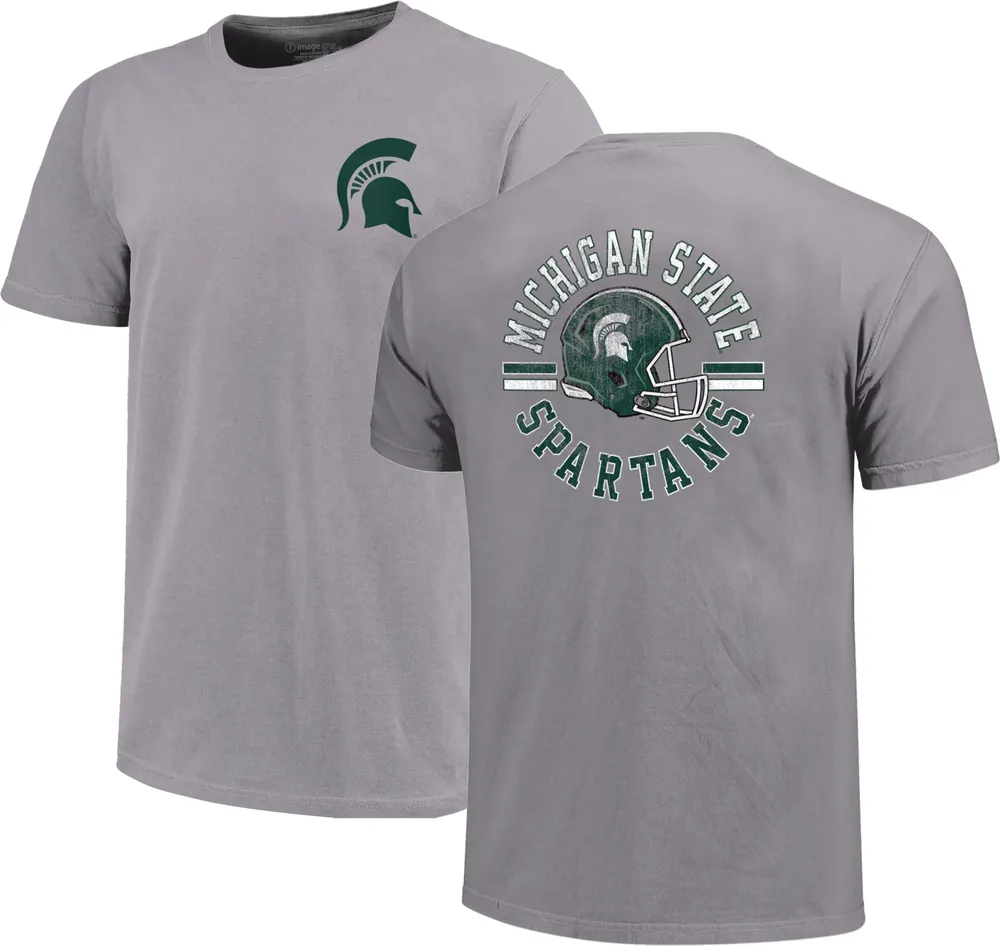 Image One Adult Michigan State Spartans Grey Helmet Arch T-Shirt